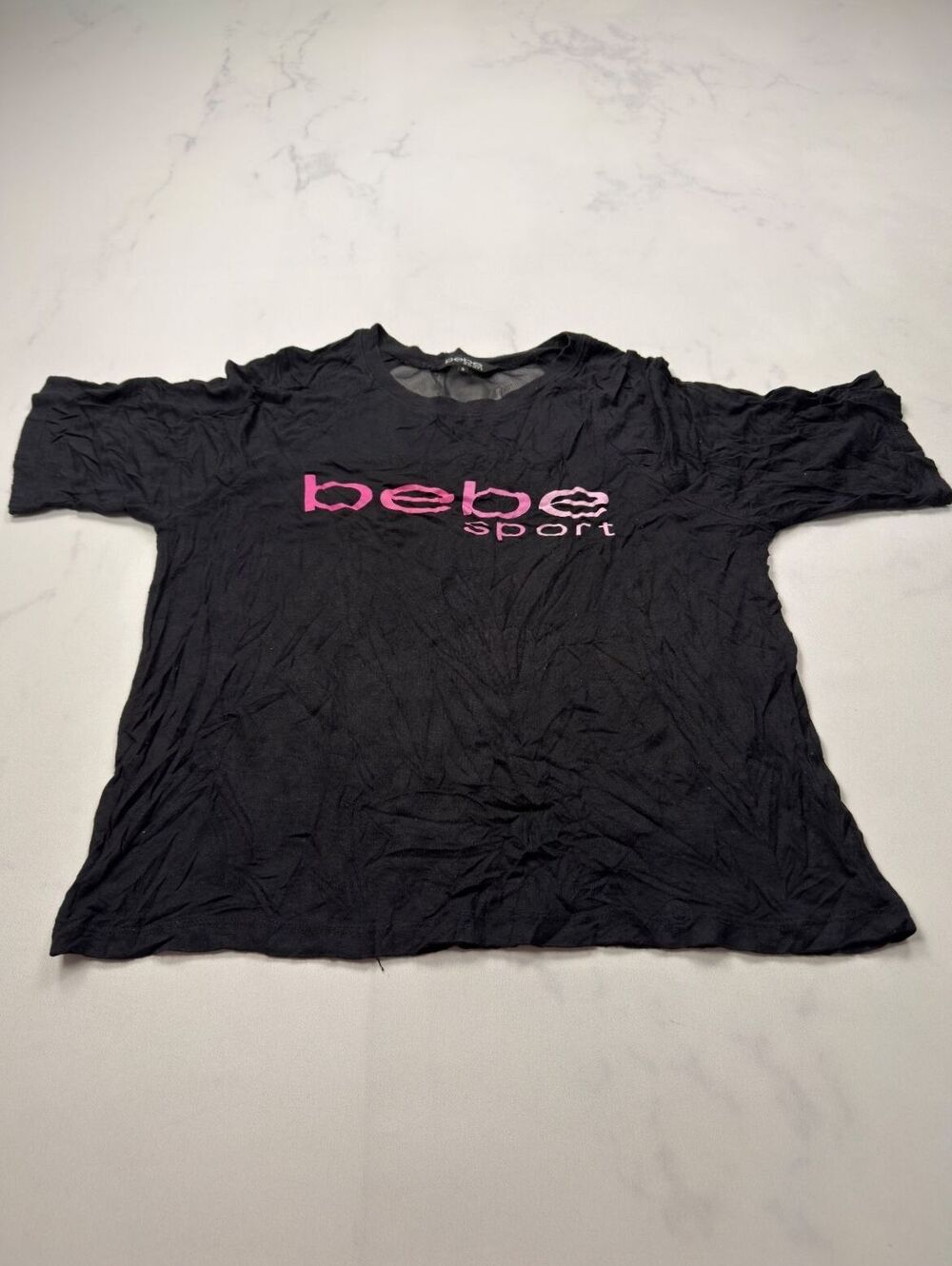 Bebe Sport Graphic Tee Black 2000s Streetwear - Womens S